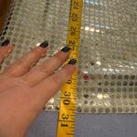 Silver Sequin Short Sleeve Crew Neck Top for Night Out Gray Size XL Photo 3