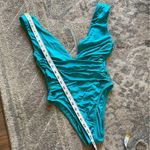 Trina Turk Aqua Blue Cross Front Plunge One Piece Bathing Suit Size 4 Photo 6
