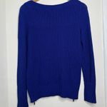 Calvin Klein  Boatneck Sweater Women’s Size M Royal Blue Zipper Detail Nautical Photo 7