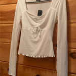 Lulus Lulu’s NWT Constant Cuteness White Ribbed Knit Long Sleeve Top. Size small Photo 0