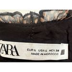 ZARA  Puff Sleeve Blacksand Polkadot Dress Size Large Lined Mini Dress Photo 3