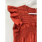 SEA New York Gladys Hand Smocked Rust Flutter Sleeve Cotton Tunic Mini Dress Size 4 Photo 3