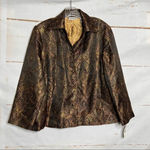 draper's & damon's Petite Gold Brown Brocade Jacket Size Large Long Sleeve Photo 0