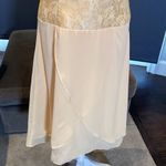 Women’s Tea Length Chiffon & Lace Dress with Matching Chiffon Jacket Size 12 Yellow Photo 9