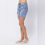 Judy Blue  Denim Patch Mid Length Shorts Size 2XL Photo 1