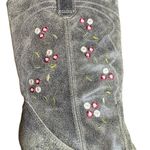 Seychelles  Gray Leather Floral Embroidered Western Boots Women’s 11 M Photo 3