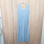Holy Clothing Womens Maxi Dress Size 2X Blue Chambray Embroidered Boho Romantic Photo 6
