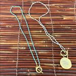 Gold Pendant Necklaces with Blue and White Chains Toggle Clasp Photo 4