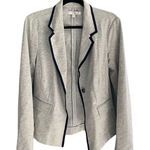 Ellen Tracy Women's Gray Blazer Jacket M Blue Trim Casual Long Sleeve Photo 0