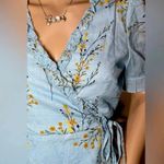 Peach Love California Women's Blue Floral Wrap Dress Size XS/S Short Sleeve Photo 4