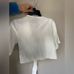 SHEIN White Tie Front Crop Top Short Sleeve Blouse Photo 2