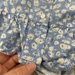 ZARA  Blue White Ditsy Floral Puff Sleeve Button Down Crop Top Blouse S Ruffled Photo 1