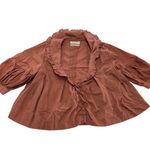 Urban Outfitters  Blouse Womens XS Orange Red FIONNA Ruffle Puff Sleeve Boho Top‎ Photo 1