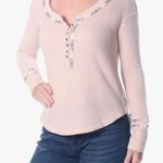 We the Free / Free People Rose Rainbow Thermal Embroidery Henley Top Size S Photo 2