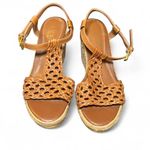 Ralph Lauren Lauren  Women’s Size 7 Tan Leather Woven Espadrille Wedge Sandals Photo 0
