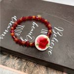 Handmade  Red Floral Beaded Gemstone Bracelet Photo 12