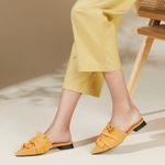 Vivaia Yaffa Pointed Knot Mustard Sandals Old Money Knit Breathable Comfort 8 Yellow Photo 2