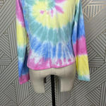 Chaser Long Sleeve Ballet Wrap Top In Tie Dye Pink Yellow Size Large Photo 9