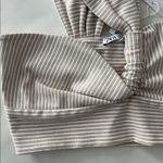 ZARA NWT  Striped Neutral One Shoulder Sweetheart Crop Top M Photo 3