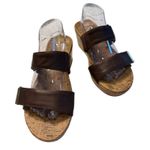 Vionic Pepper Brown Leather Cork Wedge Slip-On Sandals Comfort Arch Support 10 Photo 1