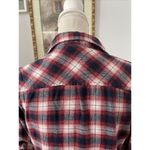 Love Note Love Notes Women 3/4 Tab Roll Sleeve Blouse L Plaid Button Down Collared Pocket Photo 4