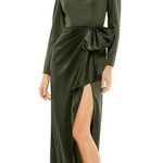 Mac Duggal  Ieena 26676 Olive Green Satin Bow Gown Modest Size 6 Photo 0