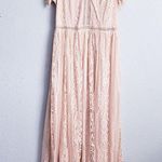 VICI Tan V-neck Short Sleeve Lace Maxi Dress Photo 1