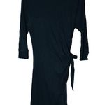 KINLY Womens Black Jersey Long Sleeve Tie Knot Waist Midi Dress Size Extra Large Photo 4