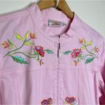 Quacker Factory Vintage  Floral Embroidered Zip Up Jacket Women’s Size Large Pink Photo 1