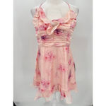 Lulus Lulu’s Pink Floral Fairy Ruffle Mini Party Dress Ruched Bodice Medium NEW Photo 2