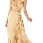 Show Me Your Mumu NWT  Samantha Ruffle Wrap True Gold Luxe Satin Dress XL Photo 0