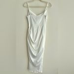 Satin Inspired Silky Midi Cowl Neck Dress, Bridal Shower Graduation Dress, S/M White Size undefined Photo 10