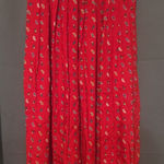 Chaus Petites Red Paisley Skirt, Women's 10P Vintage Midi, Floral Pleated Skirt Size 10 Photo 0