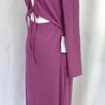 NSR New  Cut Out Ribbed Knit Bodycon Dress Long Sleeve Midi Purple Photo 6