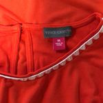 Vince Camuto Bright red orange long tank blouse with embroidered edge and keyhole closure Photo 6