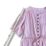 Madewell  Linen Blend Button Front Jumpsuit Pink Short Sleeve Pockets Women’s XL Photo 4