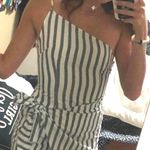 LF Gray And White Striped Wrap Dress Photo 0