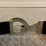 Chico's Chico’s Black Leather Painted Metal Medallion Clasp Adjustable Belt Photo 3