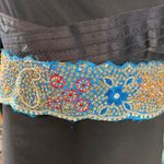 New Baba Clothing Los Angeles Blue Gold Beaded Sequined Women's tie Belt India Photo 0