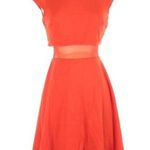Bailey 44 Orange Skater Dress Mesh Cutout Womens SP Fit & Flare Mini Cap Sleeve Photo 0