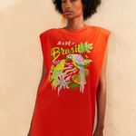 Farm Rio Brasil Red Organic Cotton Mini T-Shirt Dress Photo 0