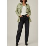 Reformation Giles Oversized Faux Fur Shirt Jacket, Green, Small Photo 4