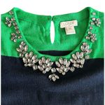 J. Crew Crystal Necklace Sweater XS Green Photo 6