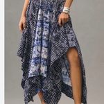 Anthropologie pilcro Linen blend asymmetrical maxi skirt small Blue Photo 0