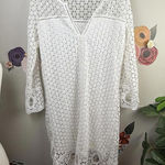 Les Amis 3/4 Sleeve White Crochet Dress Photo 0
