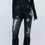 ZARA The Bleached Mid Rise Slim Straight Leg Denim Jean 6 Black White #3924 Photo 0