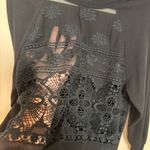 Liv Los Angeles Sweatshirt Long Sleeve Top Lace Eyelet Sheer Front Black Size XL Photo 2