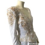 Vintage wedding sequenced dress with detachable skirt & train Ivory gold medium White Photo 6