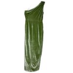 Baltic Born  Kourtney Velvet One Shoulder Midi Dress Sage Size Small NEW Stretch Photo 2