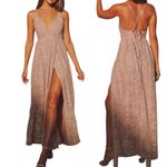 Lulus LULU’S STOLEN MOMENTS DUSTY PINK MAUVE LACE-UP MAXI LACE DRESS L Photo 1